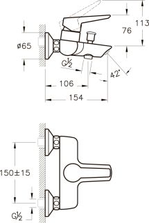 Смеситель VitrA Solid S A42444EXP для ванны и душа